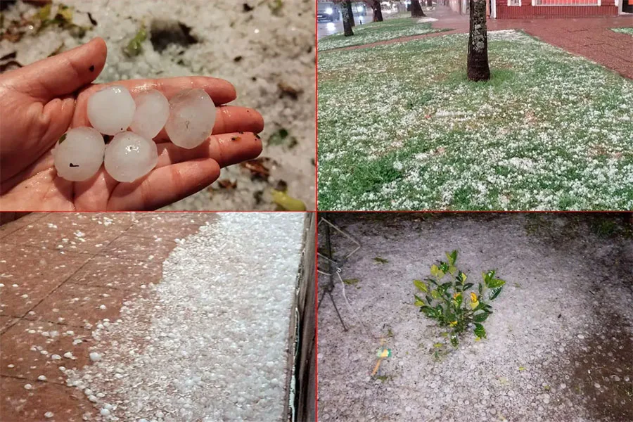 Un fuerte temporal con granizada cubrió de blanco a Paraná