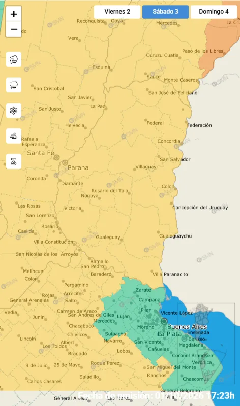 Emiten alerta amarilla por tormentas en toda la provincia de Entre Ríos