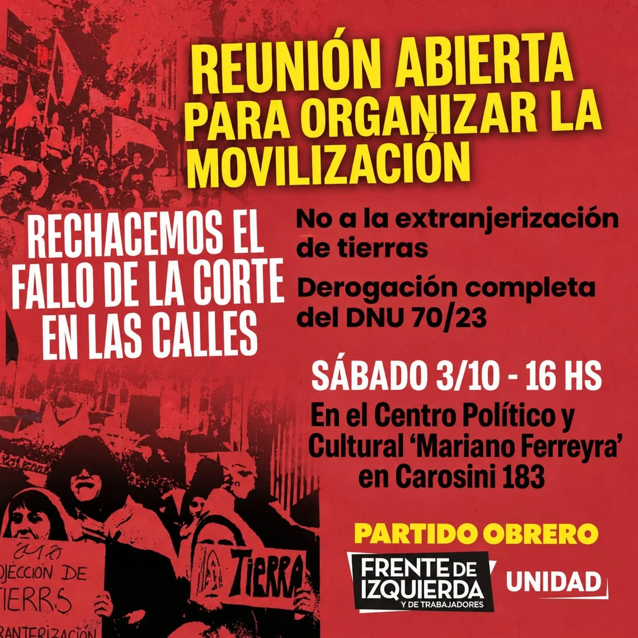 Convocan a una reunión abierta para organizar una movilización contra el fallo de la Corte Suprema