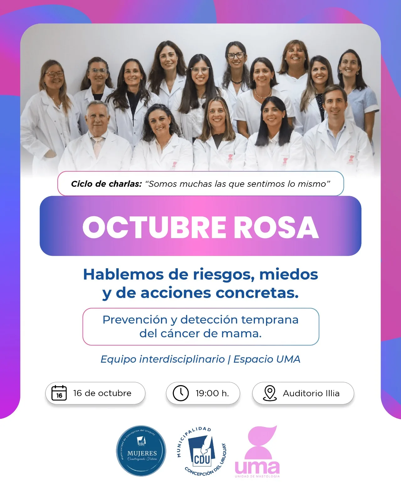 Concepción del Uruguay: brindarán una charla sobre prevención del cáncer de mama
