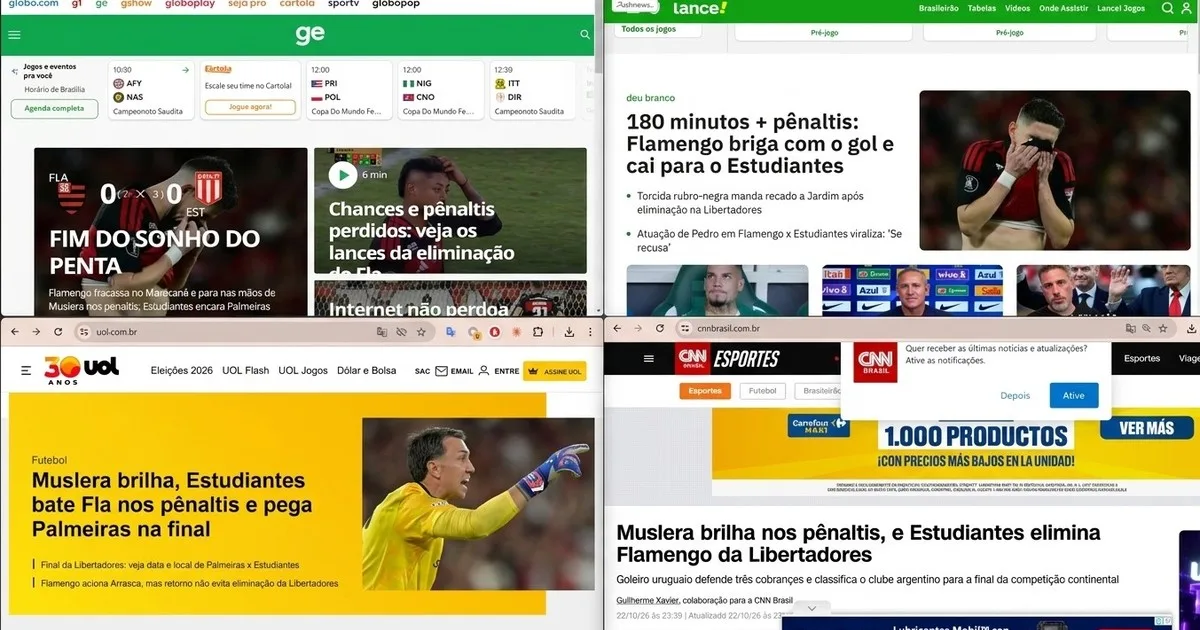 Dura reacción de la prensa brasileña tras la eliminación de Flamengo ante Estudiantes